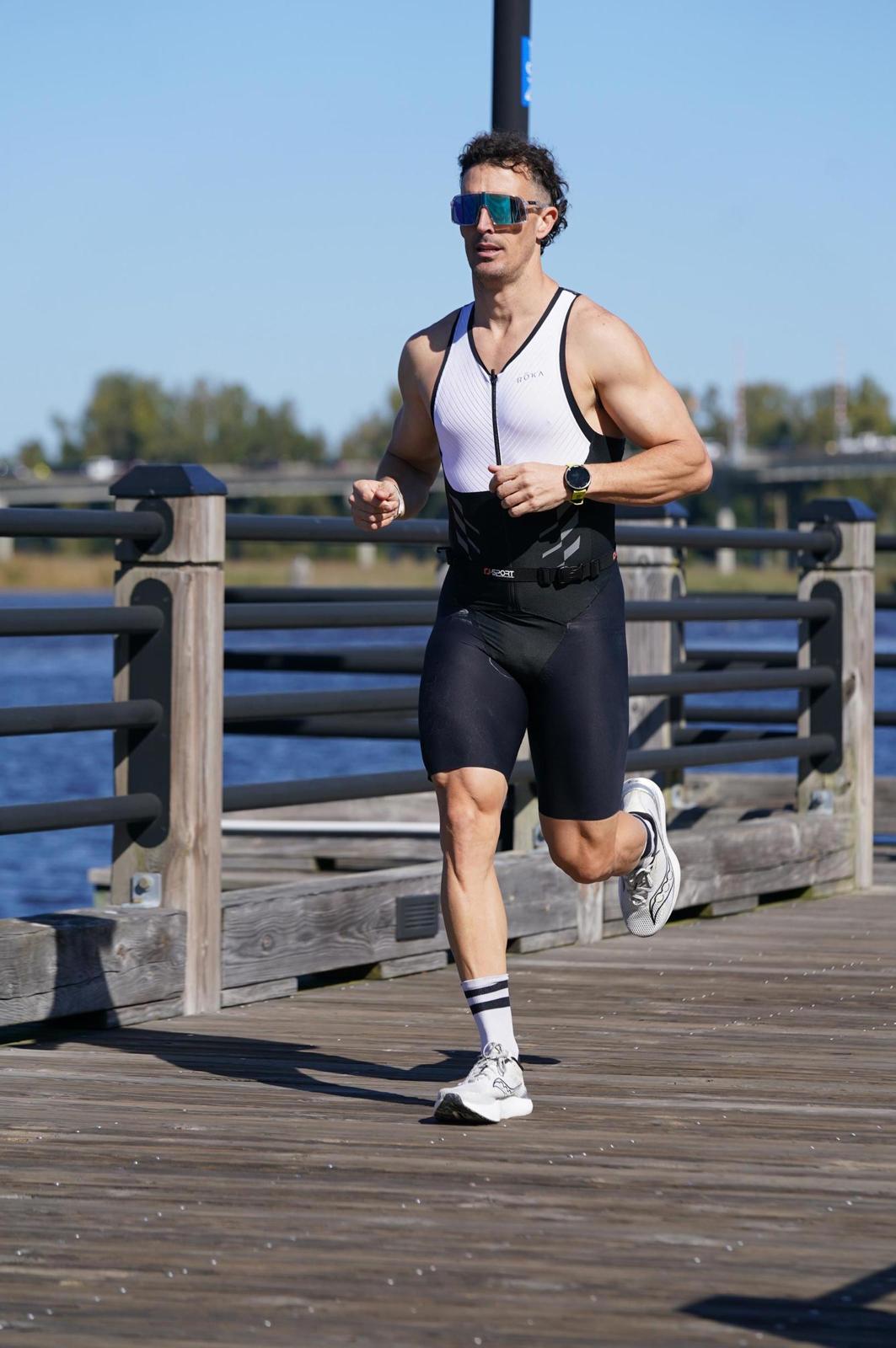 Austin Collins running during a triathlon